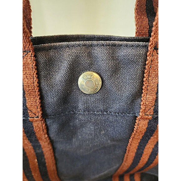 Hermes Small Fourre Tout Canvas Handbag - Blue/Rust - Picture 3 of 14